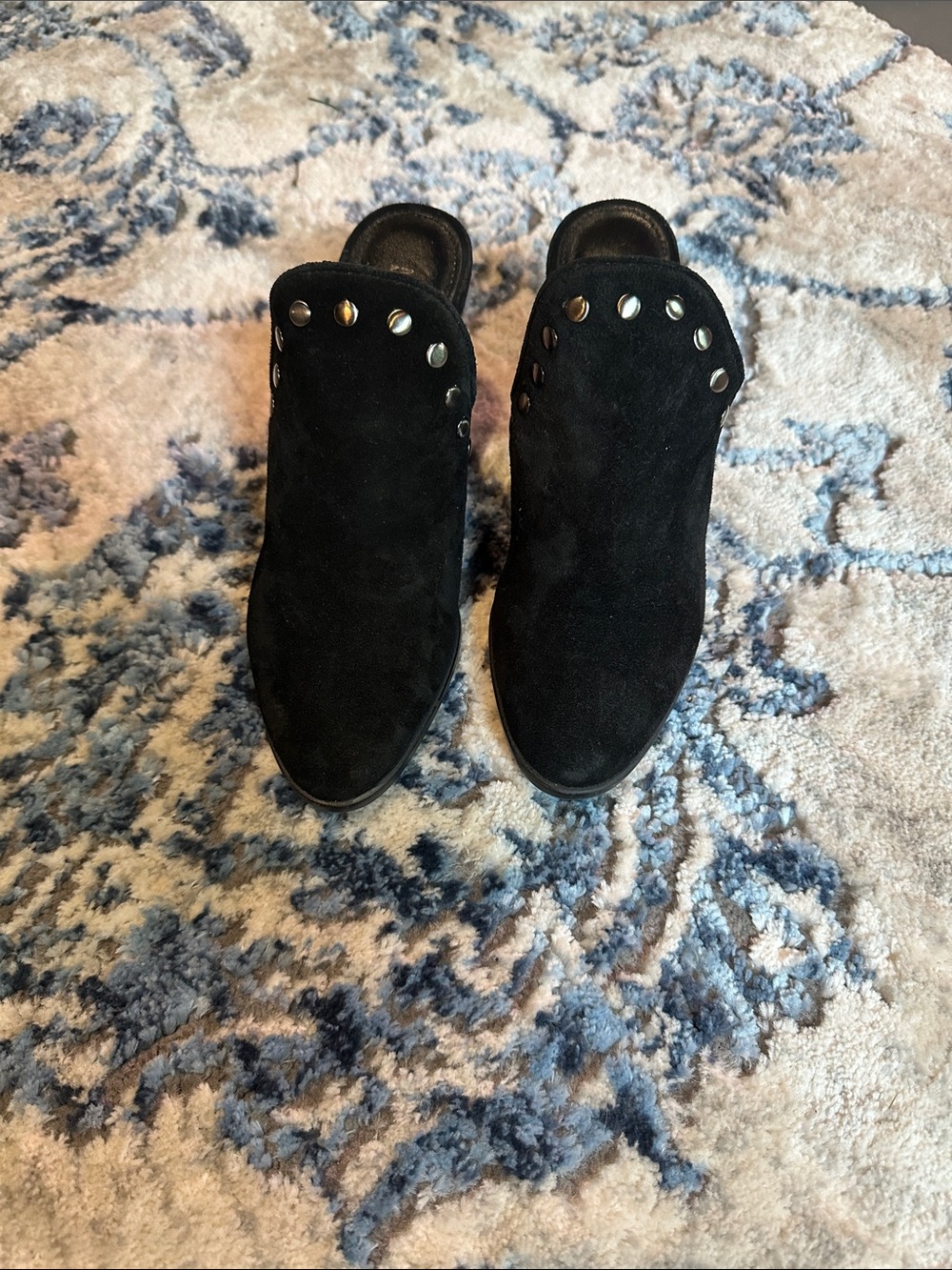 Michael Kors Black Suede Studded Mule Heels